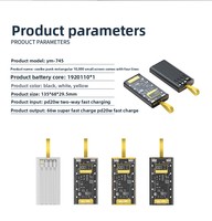 Batterie externe universelle 20000 mAh en polymère de lithium avec support et câble, charge super rapide 22,5 W, transparente en PVC