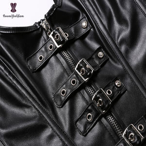 Готический черный кожаный корсет с вышивкой, топ, сексуальная одежда с заклепками в стиле панк-рок, модные костюмы знаменитостей, бюстье, корсет - Product Image 6