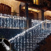 Guirlandes lumineuses LED blanc chaud en forme de rideau de glaçons pour intérieur et extérieur, décorations scintillantes pour fenêtres et fêtes