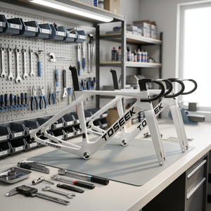 <span class=keywords><strong>Cadre</strong></span> de <span class=keywords><strong>vélo</strong></span> de <span class=keywords><strong>route</strong></span> en fibre de <span class=keywords><strong>carbone</strong></span> personnalisé, léger, 700C*32C, frein à disque, câblage interne complet, axe traversant BBT47 - Product Image 1