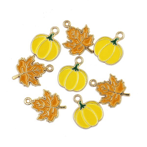 Abalorios de Calabaza y Hoja de Arce para Acción de Gracias, Aleación de Zinc 16x22mm, Accesorios de Joyería DIY para Collares y Llaveros - Product Image 1