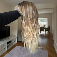 Perruques Lace Front 13x6 en Cheveux Humains Vierges 100% Alignés dans le Sens des Cuticules, Blond Cendré, Sans Colle, Pré-épilées pour Femmes