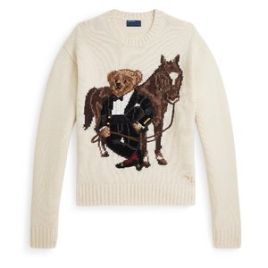 Suéter de Punto de Manga Larga con Cuello Redondo para Mujer, Serie de Año Nuevo con Bordado de Oso, Suéter Unisex de Corte Holgado - Product Image 1