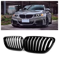 Gril Kidney ABS Gloss Black Single Slat Berkualitas Tinggi untuk BMW Seri 2 F22 F23 F87 M2 2014-2018 Gril Bumper Depan Mobil