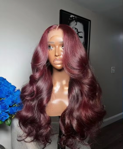 ผมหยิกยาวหนา200สีน้ำตาลแดง13X6ลูกไม้ด้านหน้าผมยาวเป็นลอนตรงโปร่งใสสีแดงเข้ม - Product Image 3