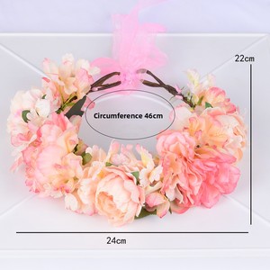 Couronne de fleurs artificielles de pivoine en gros pour mariée, attractions touristiques, mariage, employées - Product Image 2