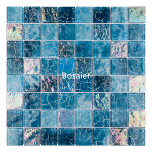 Hot bán Nội Thất Tường óng ánh Tinh thể thủy tinh khảm màu xanh đậm gạch hồ bơi - Product Image 3