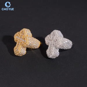 925 <b>Silver</b> Full Paved Moissanite Cross <b>Ring</b> Baguette Cut Iced Out Hip Hop Jewelry for <b>Men</b> 18K Gold Plated Iced Out Hip Hop <b>Ring</b> - Product Image 3