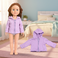 MSYO Vêtements pour poupées de 18 pouces, sweat à capuche zippé lavande, veste à capuche, convient aux poupées de fille, vêtements décontractés