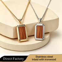 Collier avec pendentif en bois en acier inoxydable 316L personnalisable - Bijoux hypoallergéniques, résistants à la rouille et indéformables