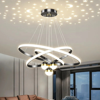 Lustre suspendu LED moderne de luxe à plafond haut, effet ciel étoilé, projecteur romantique pour chambre