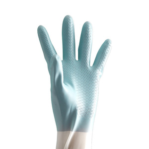 Gants en caoutchouc latex bicolores dégradés 32 cm imperméables pour le nettoyage de la cuisine et l'usage domestique - Product Image 1