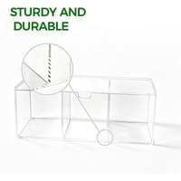 Organisateur de dosettes de café en acrylique avec couvercle, rangement transparent à 3 compartiments pour bar à café, pour capsules individuelles et portions de crème