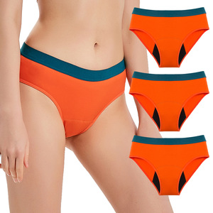 Braguitas Menstruales de Corte Alto OEM para Adolescentes, 4 Capas de Algodón para el Periodo, Ropa Interior a Prueba de Fugas y Absorbente, Tinte Liso - Product Image 3