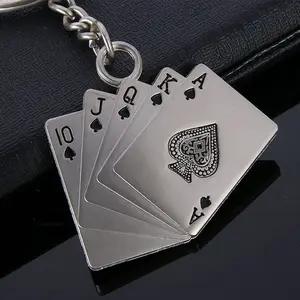 赌场扑克游戏钥匙环金属抛光造型定制品牌钥匙扣礼品工厂纪念品钥匙扣