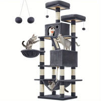 Arbre à chat de luxe robuste avec griffoir, jouet en bois de sisal en forme de souris, structure de saut, mobilier pour chat, emballage carton
