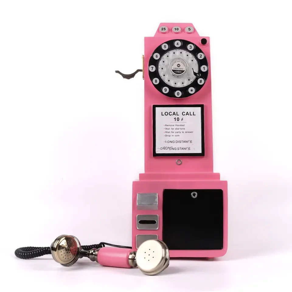 Telepon buku tamu Audio pernikahan merah muda telepon Studio foto telepon antik dengan fungsi perekaman