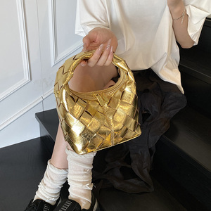 Bolsos de Mano de Cuero PU de Alta Gama al por Mayor, Bolsos de Moda Versátiles Dorados, Bolsos de Hombro para Chicas - Product Image 2