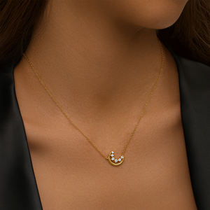 Canner Tối Giản 925 Sterling Bạc Ngựa Màu Mắt Khảm Zircon Vòng Vuông Trăng Ngọc Hàng Ngày Phụ Nữ Xương đòn Vòng Cổ - Product Image 6