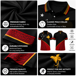 Polo respirant à séchage rapide pour homme, imprimé, manches courtes, Papouasie-Nouvelle-Guinée, logo personnalisé - Product Image 4