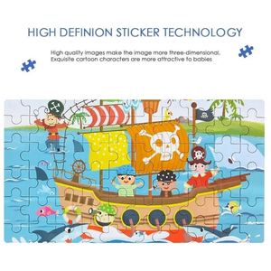60pcs Wooden Jigsaw <b>Puzzle</b> Set in Iron <b>Box</b> Cartoon Characters & Animals Early Educational Gift Toy - Product Image 4