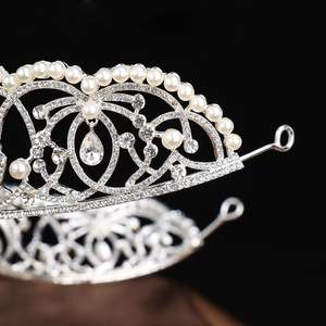 Couronnes et diadèmes en cristal de couleur argent Diadème de couronne vintage baroque pour femmes Accessoires de cheveux de mariage - Product Image 6