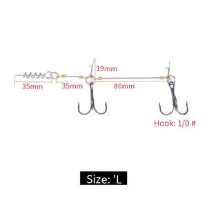 Hameçon triple avec verrouillage à ressort pour appât souple, hameçon de pêche barbelé non lesté, connecteur à vis pour montage de hameçon. - Product Image 6