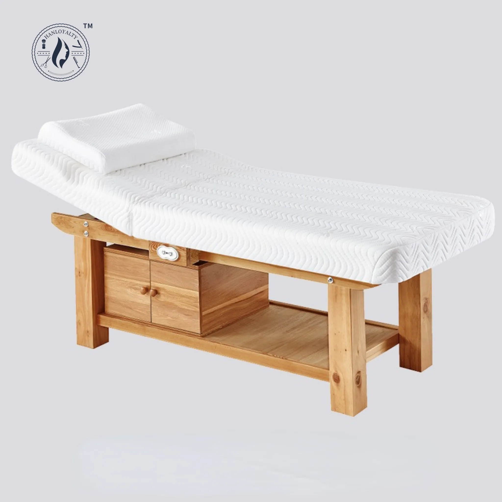 Hanloyalty cama elétrica massageadora, cama elétrica com 4 pernas engrossadas de madeira, tratamento de cílios