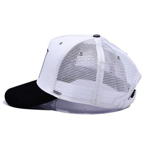 Oem High Quality Embroidered Trucker Caps 5 Panel Custom Black <b>White</b> Mesh Trucker <b>Hats</b> with Logo - Product Image 4