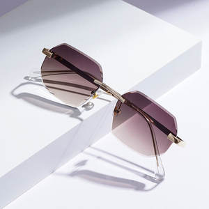 LBAshades 2158 многоугольные солнцезащитные очки без оправы с Алмазной режущей кромкой Роскошные квадратные градиентные линзы Модные металлические солнцезащитные 2025 - Product Image 4