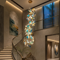 Lampu Gantung Modern Murano Glass Leaf Chandelier Gold Branch Vine Sculptural Multi Warna untuk Hotel Villa Kamar Tidur Ruang Tamu