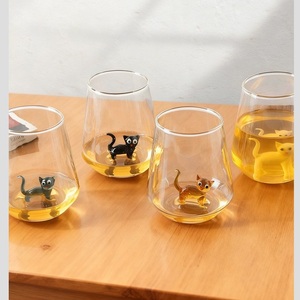 Vaso de Cerveza de Vidrio con Figura de Gato - Regalo para <span class=keywords><strong>Amantes</strong></span> <span class=keywords><strong>del</strong></span> <span class=keywords><strong>Vino</strong></span>, Gran Venta - Product Image 1