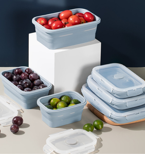 BPA FREE 4pcs microwavable Silicone thực phẩm lưu trữ <span class=keywords><strong>container</strong></span> ráp Hộp Ăn Trưa cho nhà bếp - Product Image 5