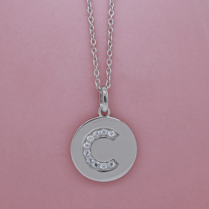Eccellente moda 925 in argento Sterling CZ <span class=keywords><strong>lettera</strong></span> <span class=keywords><strong>C</strong></span> Set gioielli collane da donna - Product Image 2