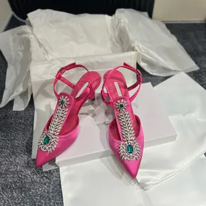 Zapatos de tacón alto de diseñador, sandalias de mujer 2024, zapatos de boda con bomba para mujer, sandalias con diamantes de imitación para mujer