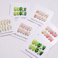 Set de 10 Uñas Postizas Rosadas con Diseño Cuadrado Francés y Lazo, Forma Almendrada, ABS, Hechas a Mano, con Pegamento, para Salón de Belleza