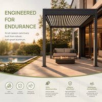 Pergola en aluminium avec lames motorisées étanches et gouttière, abri extérieur pour jardin, terrasse, patio, espace de loisirs personnalisé