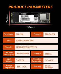 OSCOO ON900 Affordale M.2 2280 NVMe SSD，PCIe 3.0，3D NAND闪存，适用于PC/笔记本电脑的高速内置固态硬盘 - Product Image 6