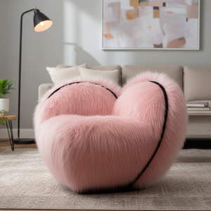 Sillón Individual en Forma de Corazón, de Piel Sintética Rosa, Suave, Cómodo, Acogedor, Moderno, Esponjoso, para Sala de Estar - Product Image 5