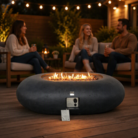 Table de foyer au gaz propane ovale personnalisable, autoportante, pour extérieur, patio, foyer à flamme réelle pour le chauffage et la décoration du jardin
