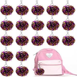 Mini Pompones Rosa y Morado para Equipos de Animación, Pompones para Animadoras, Llavero con Pompones para Mochila, Adorno para Bolsa - Product Image 1
