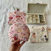 Mini pochette à bijoux matelassée à motifs floraux, petite trousse de toilette portable avec fermeture éclair pour femmes, vente en gros personnalisée