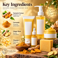 Crème de marque privée soulage les rougeurs de la peau blanchissant éclaircissant lueur pour les taches brunes crème pour le visage au curcuma ensemble de soins de la peau