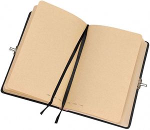 Hot Sale <b>Planner</b> Custom Printing Black Cover Cream Inner Pages Hardcover Leather <b>Journal</b> Notebook with Password Lock Gift - Product Image 4