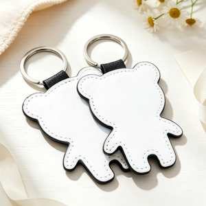 Wholesale Sublimation PU Leather Keychain Blanks DIY Custom Bear Shape Keyring Personalized <b>Keys</b> Organizer for Kid Unisex Gift - Product Image 1