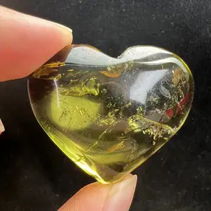 High Quality Citrine Heart Crystal Carving Palm size clear yellow crystal Hearts stone For Gift