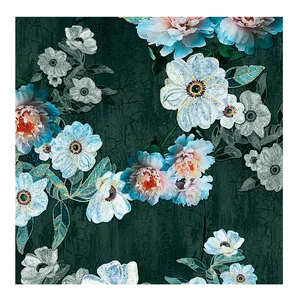 polyester 75D soft crepe chiffon customized 3D clear flower design styles digital printing for wedding lady sexly dress fabric