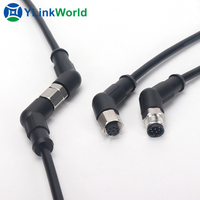 Connecteur d'angle M12 à 45 degrés câble mâle femelle 2 3 4 5 6 8 12 17 broches Ip67 fil étanche m12 connecteurs d'angle à 45 degrés