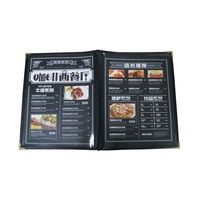 Yimi Cuir A4 Taille Deux Panneaux 4 Vues Menu Couverture pour Restaurant Café