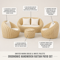 Fauteuil de salon créatif en rotin tressé Willow ; Chaise en osier de style Tatami, idéale pour balcon et mobilier de maison champêtre